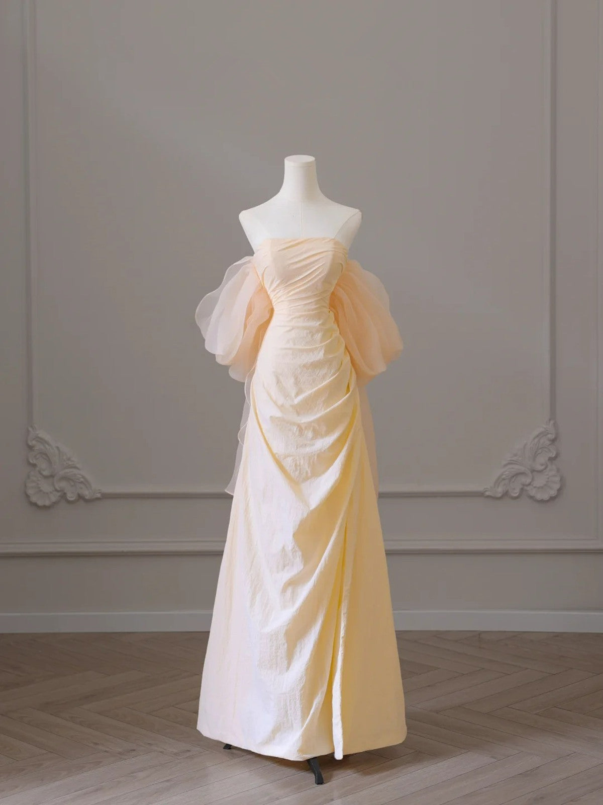 A-line Taffeta Scoop Long Formal Dress Prom Dress, Champagne Party Dress