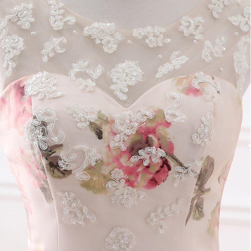 Beautiful Flowers Organza Formal Gown with Lace, Pink Sweet 16 Gown
