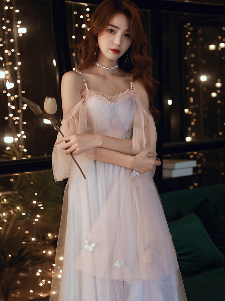 Beautiful Blue and Pink Tulle Long Formal Dress Party Dress, A-line Cute Evening Gown